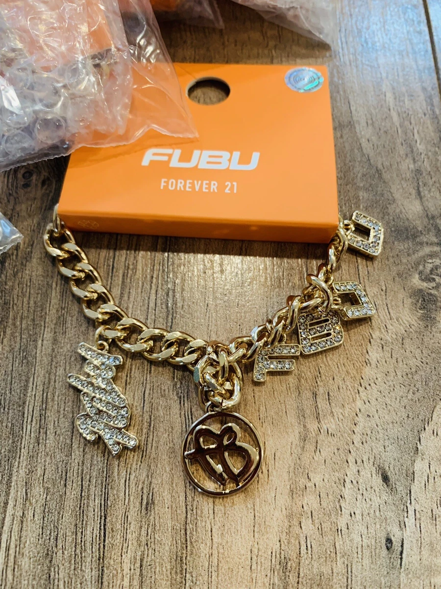 Forever 21 gold chain charm bracelet FUBU new