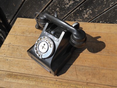 Vintage GPO 328L Telefon. Schwarzes Wählscheibentelefon mit Rufwechseltaste