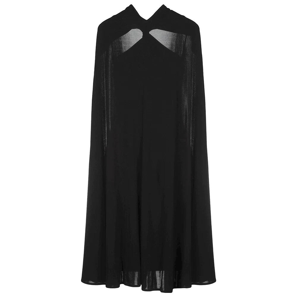 Abito elegante DSQUARED2 nero con mantello scollo a cravatta taglia 42 prezzo di listino £867 00