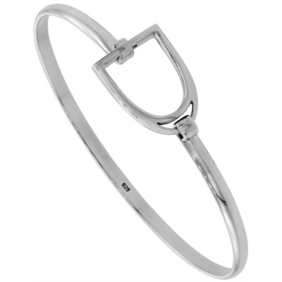 925 Sterling Silber Steigbügel Armreif Armband 16 mm Haken und Öse Verschluss, 7'' lang