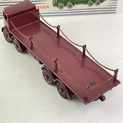 Vintage Boxed Dinky Toys Foden Flat Truck With Chains Red No. 905