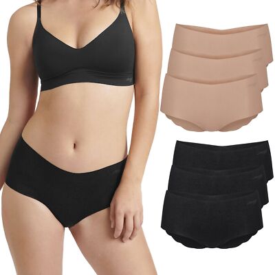 SLOGGI Damen Shorts Zero Modal schwarz weiß Schlüpfer Slips Unterwäsche 3 Stück 