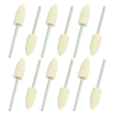 12pcs 3mm Stem 8mm Dia Concial Wool Felt Bobs Rotary Polishing Brushes
