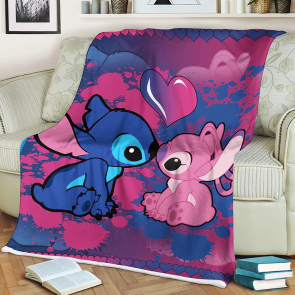 Stitch Kissing Angel Cartoon Couple Lovers Lilo And Stitch Blanket | eBay