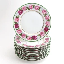 Bernardaud & Cie Limoges 8 1/2" Set of 10 Rose Decorated Dessert Plates D&Co