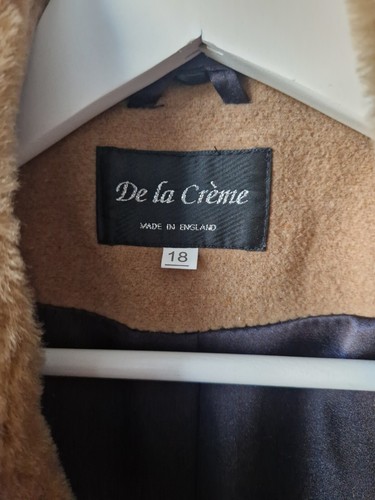 De La Creme Womens Vintage Wool Cashmere Blend Coat UK 18 Brown Faux Fur Collar - Picture 3 of 13