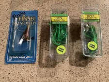 Lot of 3 Fishing Flys-Lindy Finsel Salmon Fly & Opti Tree Frog Flys NOS #17