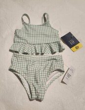NWT Baby Gap Girls Green Gingham Tankini Swimsuit 2PC 6-12 Months