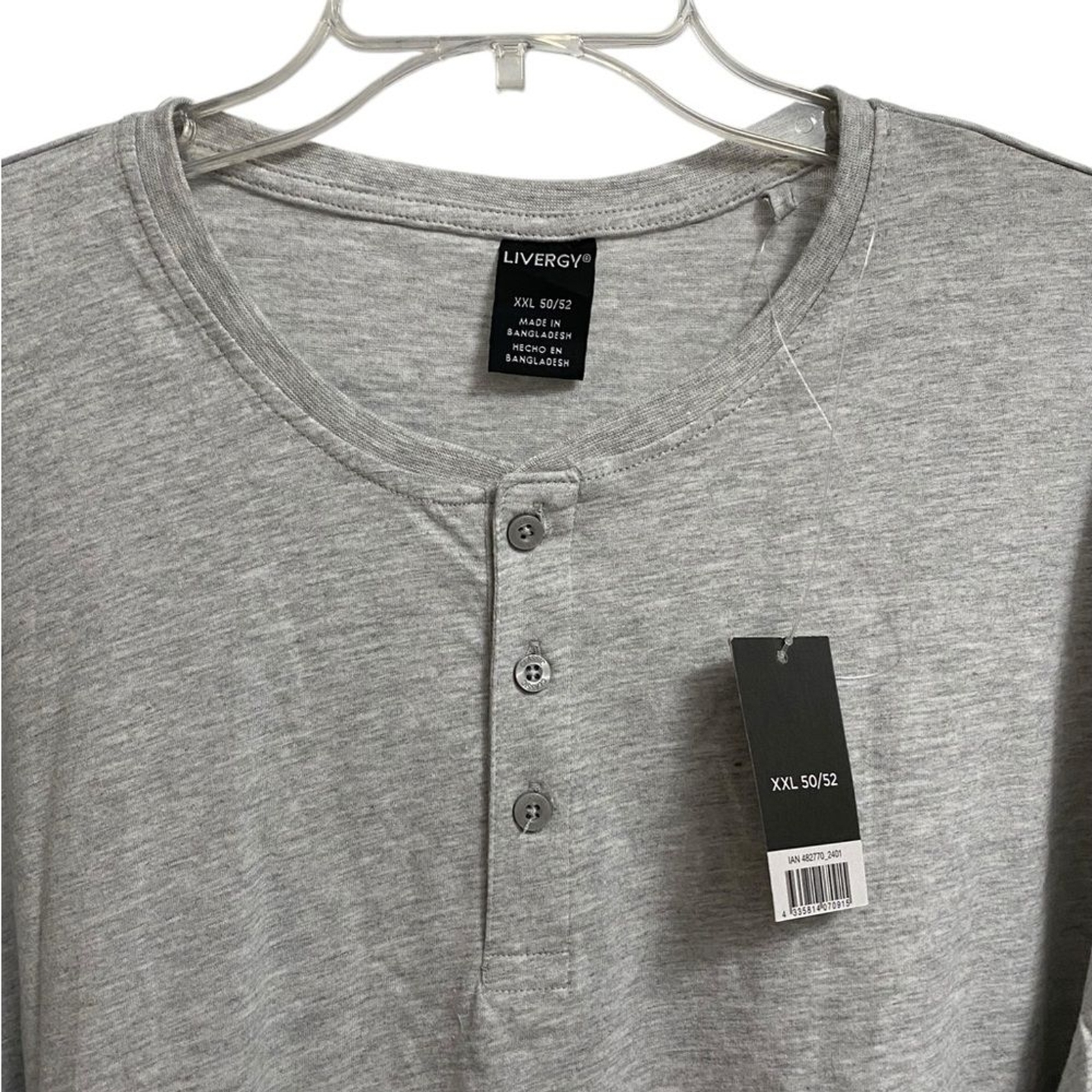 NEW Livergy Long Sleeve Henley Shirt Grey Men's XXL Pullover Casual Soft Layers image 5