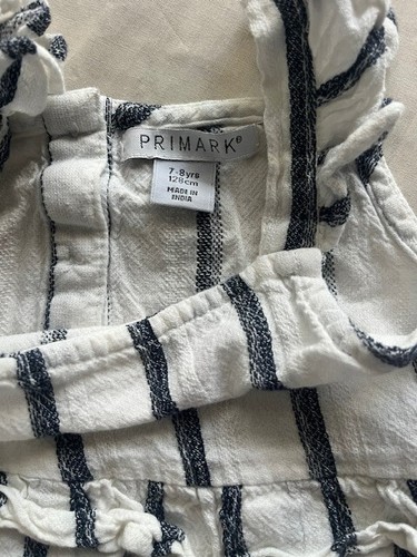 Primark Girls Size 7/8 Flower and Stripe Outfit Shorts And Tank Set White/Black - Picture 6 of 22