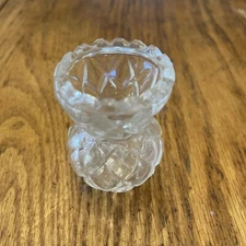 Pressed Glass 2.5” Toothpick Holder Bud Vase Sawtooth Rim Geo. Zoltan Lefton Co.