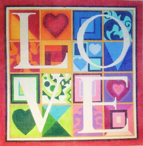 Needlepoint Handpainted Raymond Crawford Love Large 12x12 - Picture 4 of 4