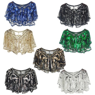 Solid Sequins Fragmented Tippet Ethnic Beads Lace Tippet Fashion Elegant