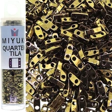 Miyuki Quarter Tila Beads 2-Hole 5x1.5mm Metallic Bronze 7.2GM