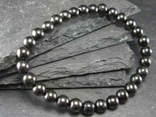 Shungite Genuine Bracelet 7.5 Inches 6mm Round Beads.