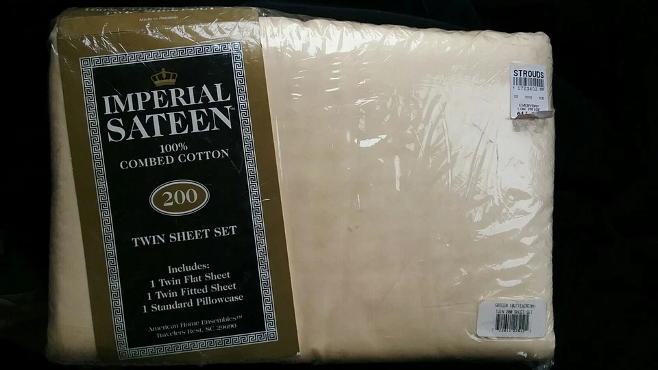 JUEGO DE SÁBANAS DOBLES 100% Algodón Satén YeLLoW Crema Mantequilla ¡NO BOLSILLO PROFUNDO! Nuevo en paquete nuevo con etiquetas Foto 2 de 3