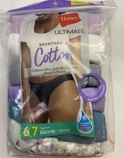 Hanes Ultimate Cool Comfort Cotton 7 Pk Cooling Bikini Panty Multi 42H7CC Sz.7/L