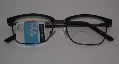 Foster Grant Pop of Power blue light 2.50 reading glasses silver metal black