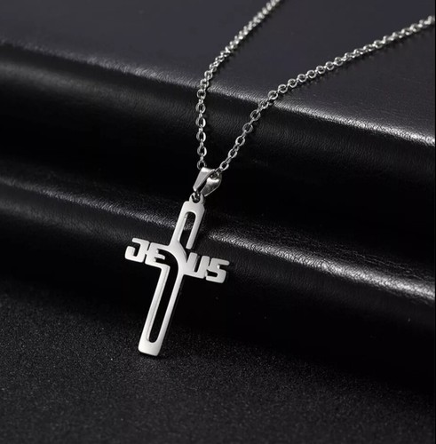 Edelstahl Kette Jesus Kreuz Halskette Anhänger massiv neu kostenloser Versand  - Bild 1 von 3