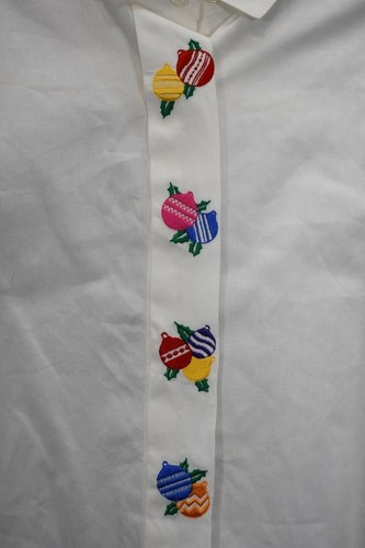 Westbound Womens Long Sleeve Embroidered Christmas Ornament Button Up Shirt 14 - Picture 6 of 7
