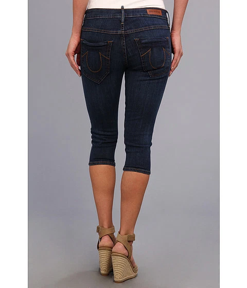 NEW 188 TRUE RELIGION Jeans Tawny Crop Capri Lowrise Skinny Rich Blue Denims