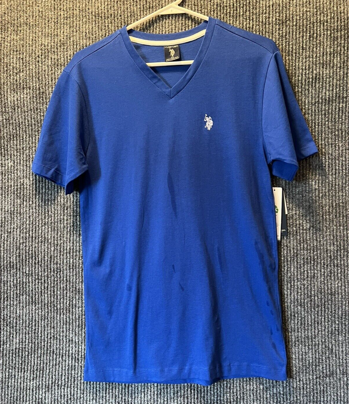 Polo U.S. T Shirt Uomo XS Blu Royal Scollo a V Nuova Con Etichette Polo Pony Leggera