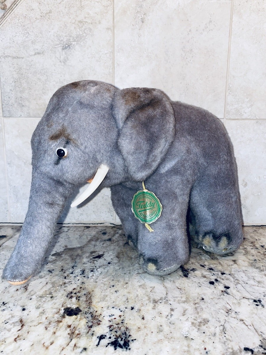 Hermann Germany Elephant Plush with Tusk Antique Vintage 11