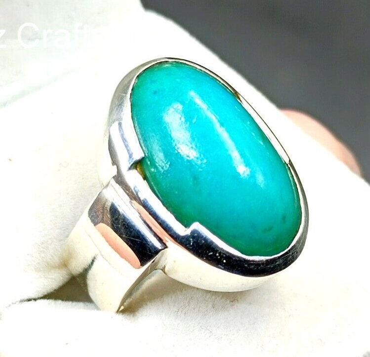 Natural Turquoise Men Ring Sabza Ring, Hussaini Feroza Size