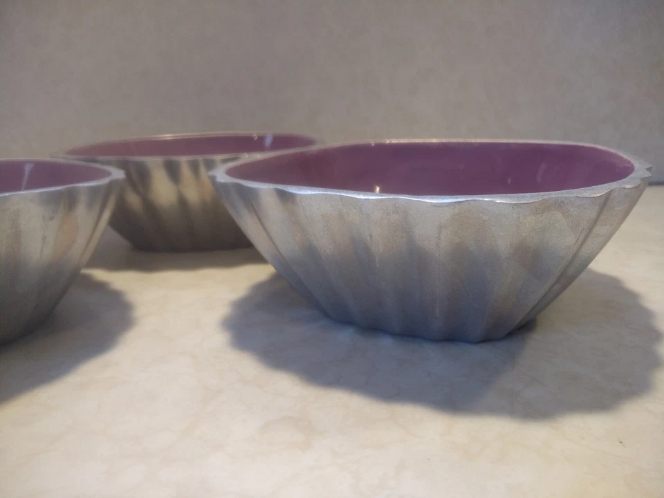 Set Of 3 Towle Silversmiths Fluted Square 5in Bowls,Purple - Изображение 3 из 4