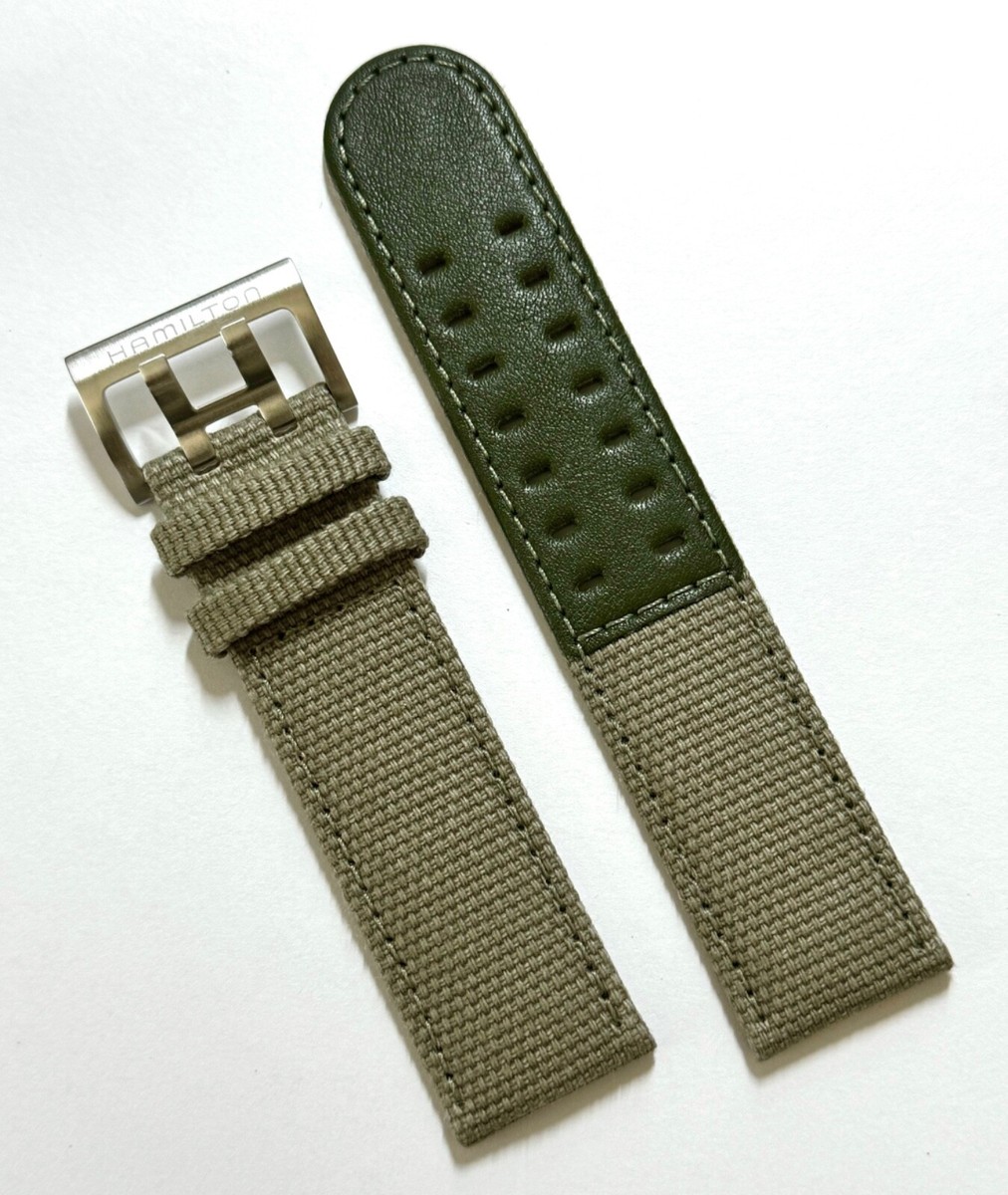 Original Hamilton Khaki 22mm GREEN / BEIGE Leather Canvas Watch