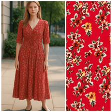 Anthropologie Sunday Mi Amor Red Floral Boho Midi Dress XS Prairie Cottagecore
