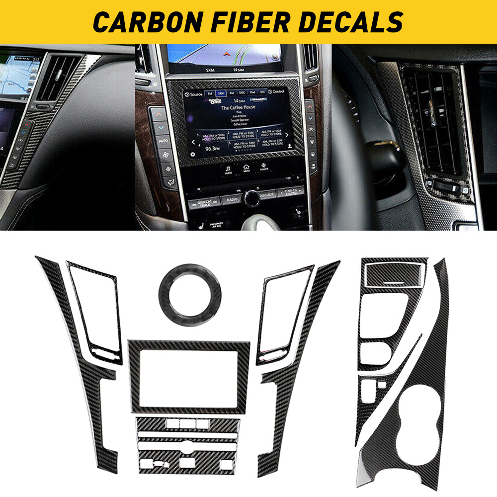 Carbon Fiber Full Set Interior Kit Cover Trim Fit Infiniti Q50 Q60 2014-2019