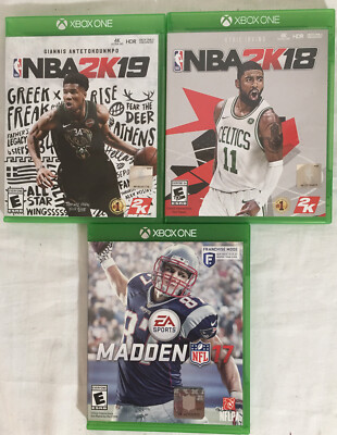 Pack of Xbox One Games NBA 2K19 NBA 2k18 Madden 17 Tested