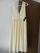 Lulus Women's Midi Dress Fit & Flare Sleeveless Yellow Medium