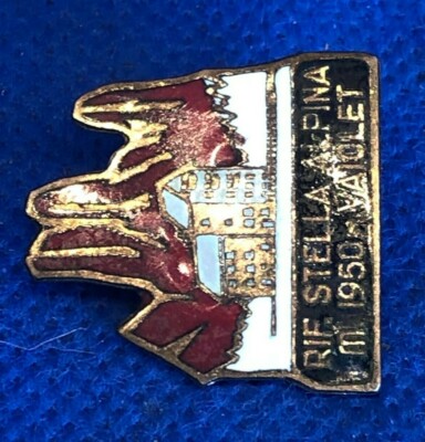 Insigne Broche Vintage RIF. STELLA ALPINA - Blason Années 1950 - Rouge Et Noir, Métal - Occasion