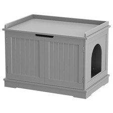 Cat Litter Box Furniture Enclosure Hidden Wooden Washroom Storage Bench Grey