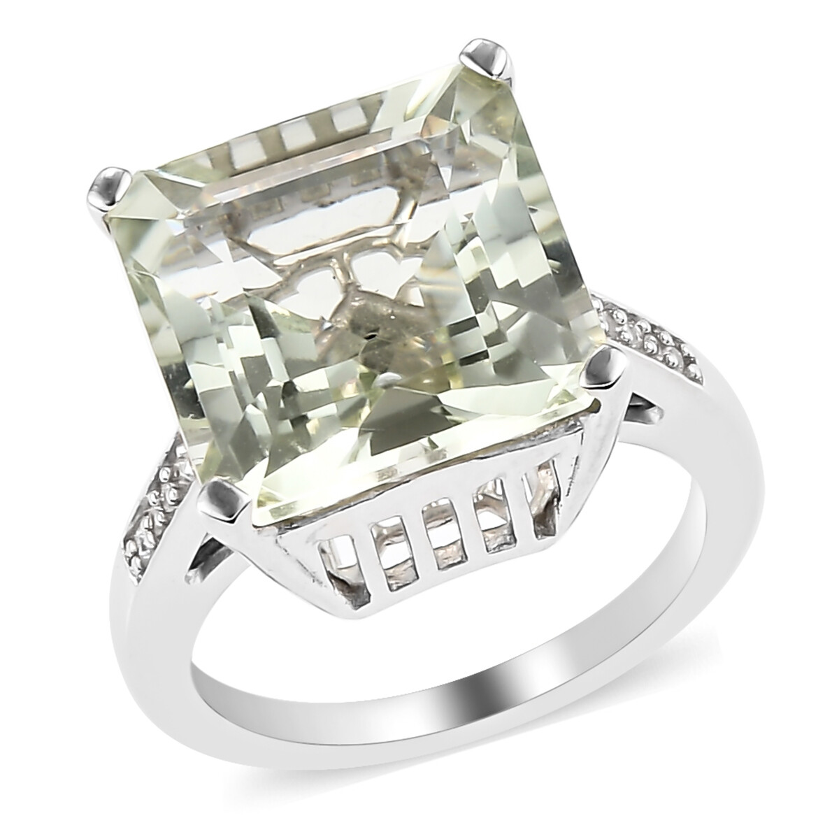 7.50ctw GP Italian Glow Collection Prasiolite Ring Platinum