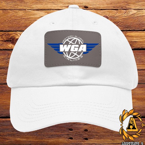 Sombrero de papá con logotipo de Western Global Airlines con parche de cuero negro/blanco color uno - Imagen 2 de 6