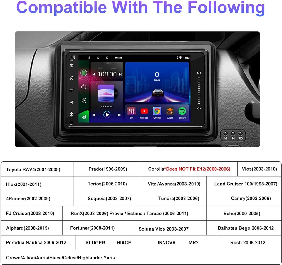 Radio de coche CarPlay Android de 7"" para Toyota Echo 2000-2005 hatchback GPS NAVEGACIÓN Foto 4 de 4