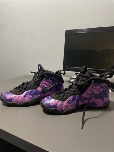 Nike Little Foamposite Pro GS Purple Camo 644792-012 Youth Size 7Y | eBay