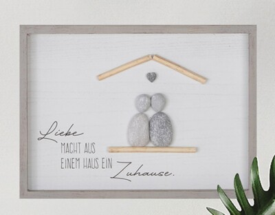 Gilde Steinbild Spruch Liebe macht aus einem Haus.. handmade 3D Holzrahmen 58507
