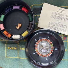 Vintage AP Games 8"  Roulette Wheel Includes Ball, Dice & Original Box IOB 1960s