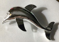 Vintage Dolphin Porpoise Silver Plated Lapel Pin Sea Aquatic Animal Jewelry