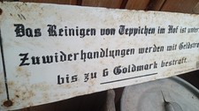 Schild  Reichsamt Teppiche reinigen   Metallschild Emailschild Stahlschild
