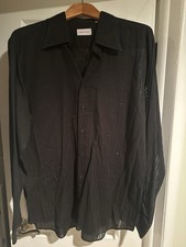 Versace Classic Men's Black Striped Long Sleeve Polyester Dress Shirt L