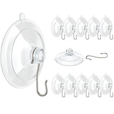 Suction Cup Hooks, 1.77 Inch Small Window Suction Cups with Metal Hooks, Remo...