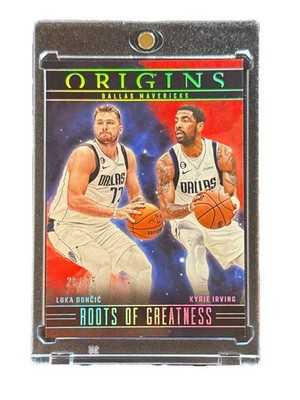 Luka Doncic/Kyrie Irving 2023-24 Panini Origins Roots of Greatness Red 25/75 #1