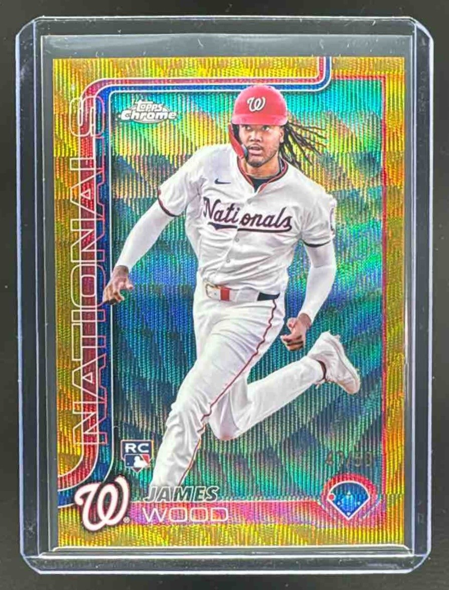 James Wood 2025 Topps Chrome #132 Gold Wave Refractor Rookie RC /50