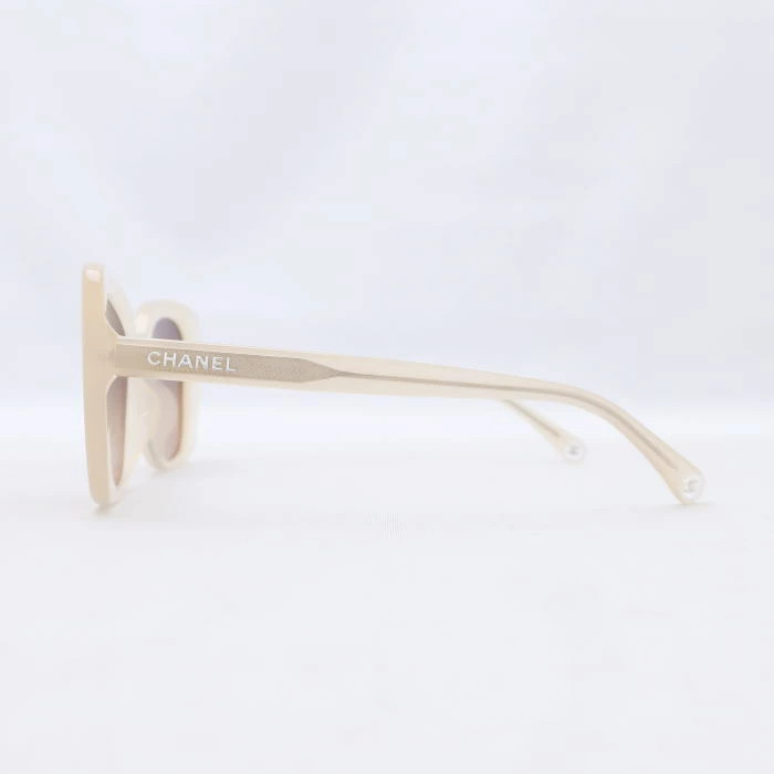 CHANEL Rectangle Shape Sunglasses Beige Brown 550… - image 3