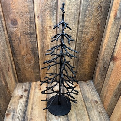 POTTERY BARN SCULPTED BRONZE TREE XL 24'' RUSTIC CABIN CHRISTMAS TABLETOP DECOR